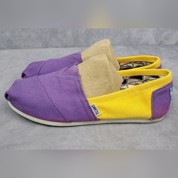 TOMS Collegiate Purple & Yellow Slip On ECU or LSU Fans Size 8.5W - Picture 1 of 11